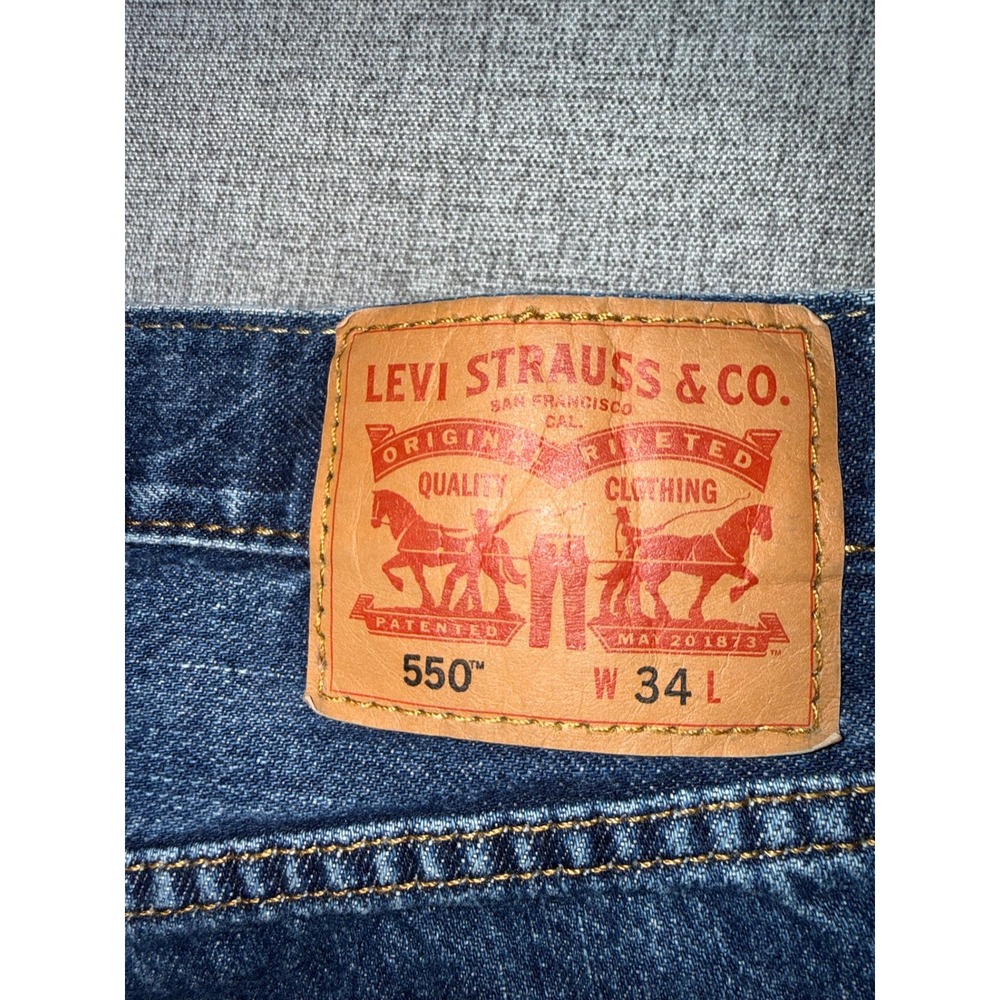 Levis Levi 34 550 Relaxed Fit Denim Shorts Blue Medium Wash Vintage Style Jorts - Picture 11 of 13